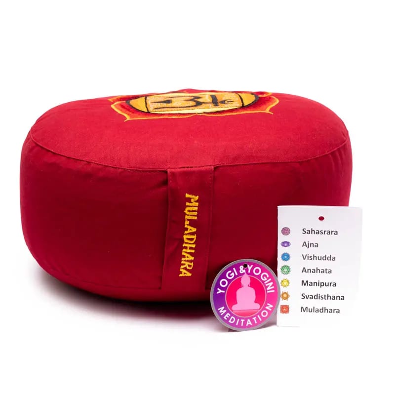 Meditationskissen – 1. Chakra (Muladhara) – bestickt - ca. 33 × 13 cm | Yogi & Yogini