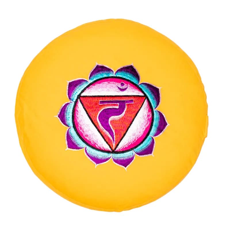 Meditationskissen – 3. Chakra (Manipura) – bestickt - ca. 33 × 13 cm | Yogi & Yogini