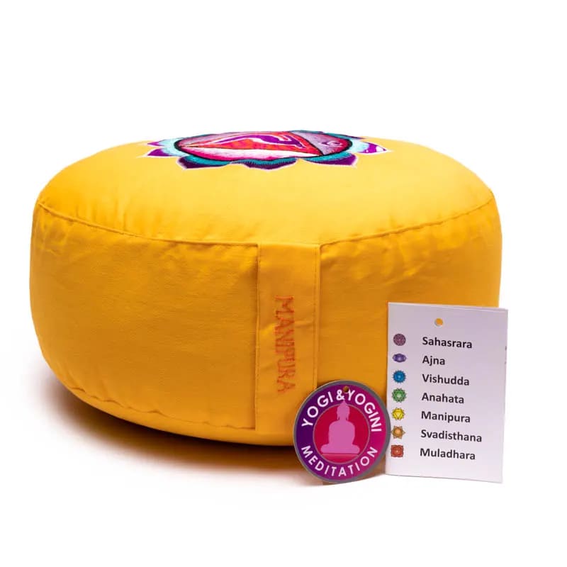 Meditationskissen – 3. Chakra (Manipura) – bestickt - ca. 33 × 13 cm | Yogi & Yogini