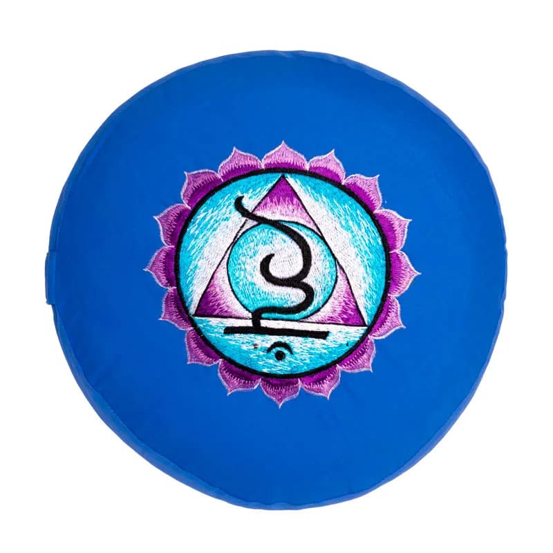 Meditationskissen – 5. Chakra (Vishuddha) – bestickt - ca. 33 × 13 cm | Yogi & Yogini