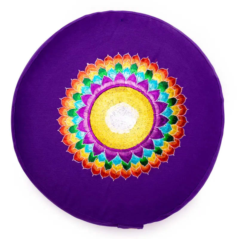 Meditationskissen – 7. Chakra (Sahasrara) – bestickt - ca. 33 × 13 cm | Yogi & Yogini