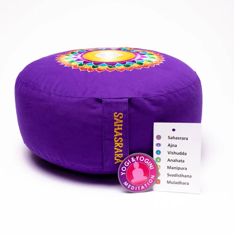 Meditationskissen – 7. Chakra (Sahasrara) – bestickt - ca. 33 × 13 cm | Yogi & Yogini