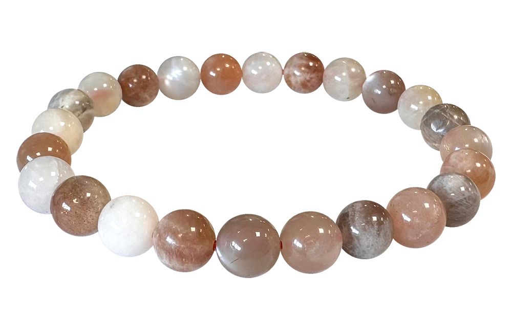 Mehrfarbiges Mondstein - AA Qualität - Perlenarmband 8 mm