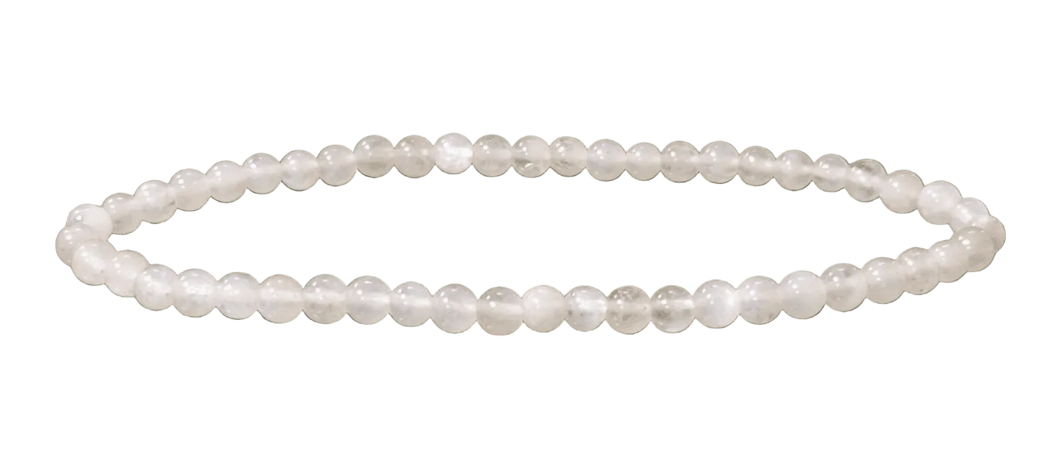 Mondstein Armband – Weißer Naturstein aus Indien (4-5 mm, A-Qualität)