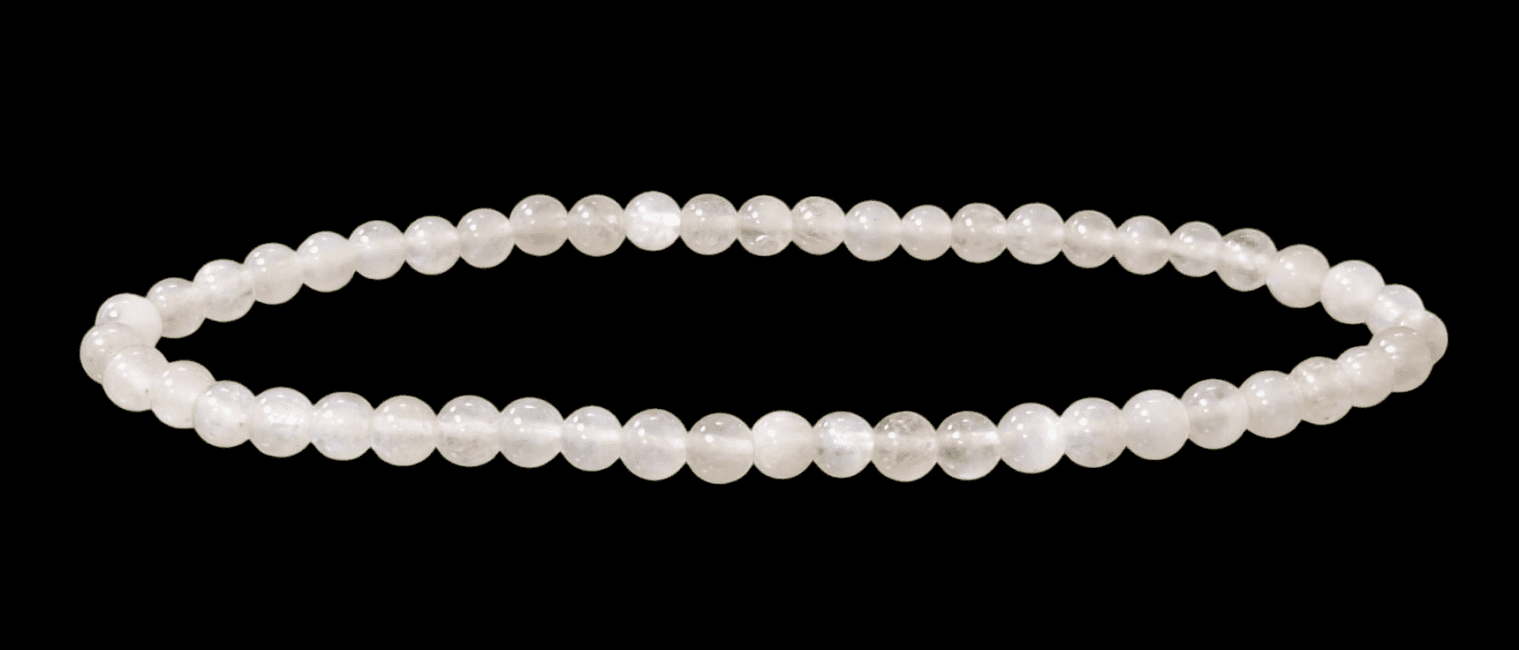 Mondstein Armband – Weißer Naturstein aus Indien (4-5 mm, A-Qualität)