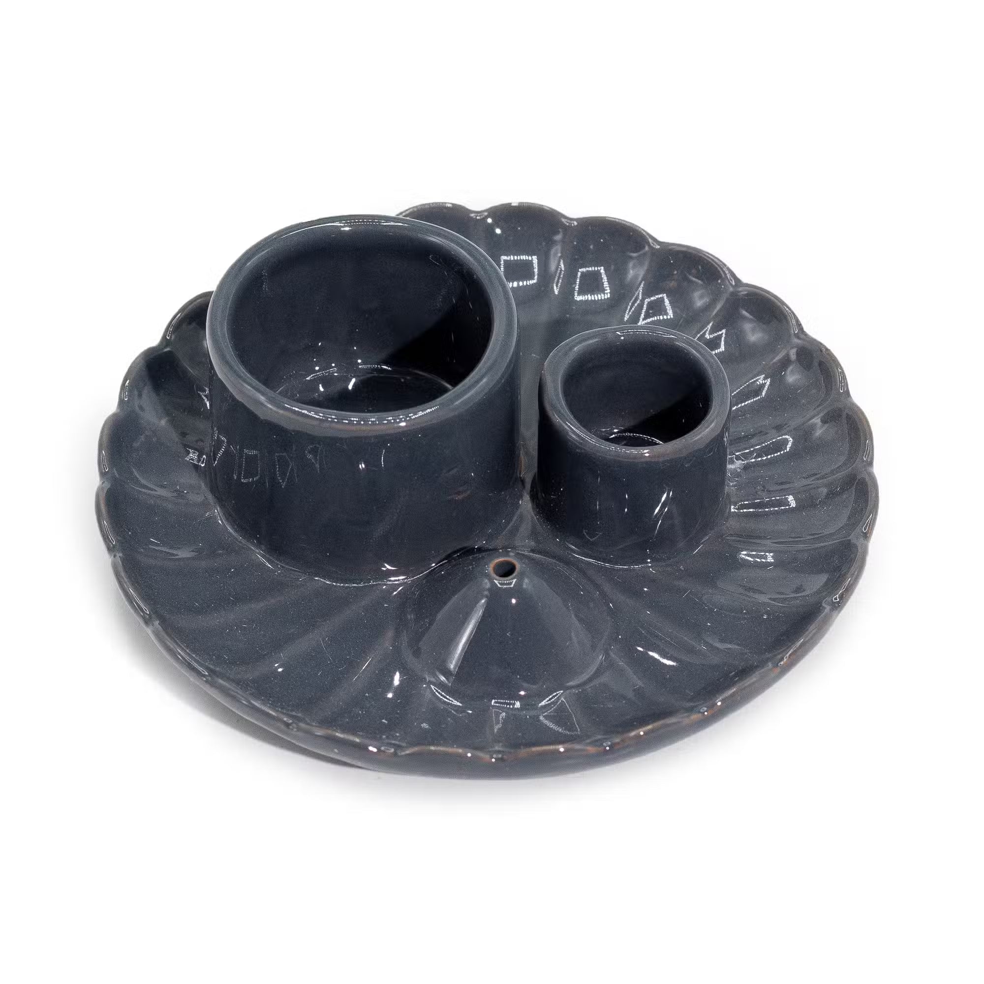 Multifunktions-Räucherschale "Lotus" für Palo Santo & Räucherbündel  – Grau Glänzend (12,5 cm)
