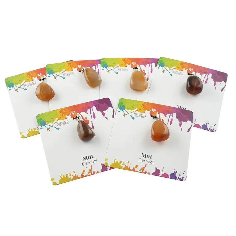 Mut – Carneol (gebr.) Trommelstein 2,0–2,5 cm mit 925er Silberöse - klein