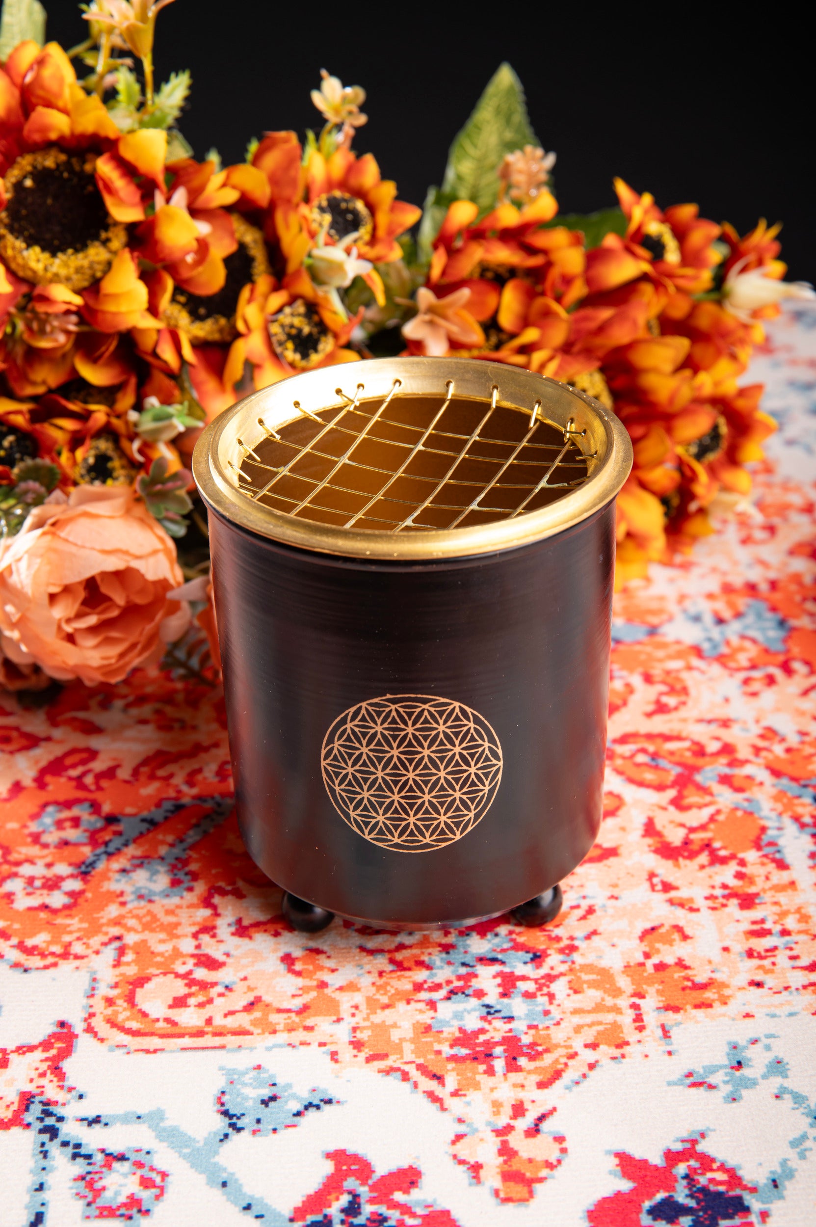 Netzgefäß Mondana – groß – mit Blume des Lebens – H: 11 cm Ø: 8,5 cm