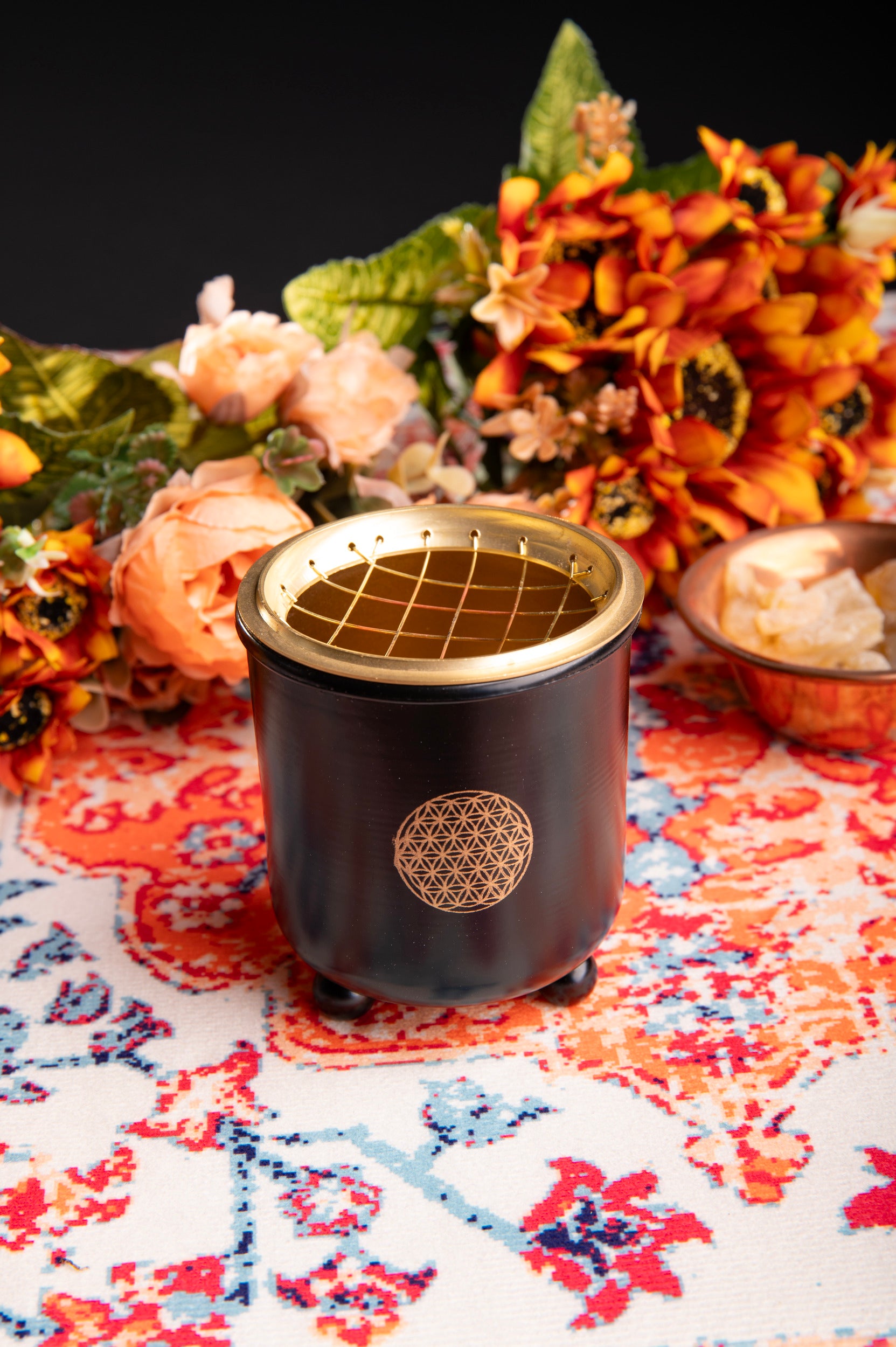 Netzgefäß Mondana – mittel – mit Blume des Lebens – H: 8,5 cm, Ø: 7,5 cm