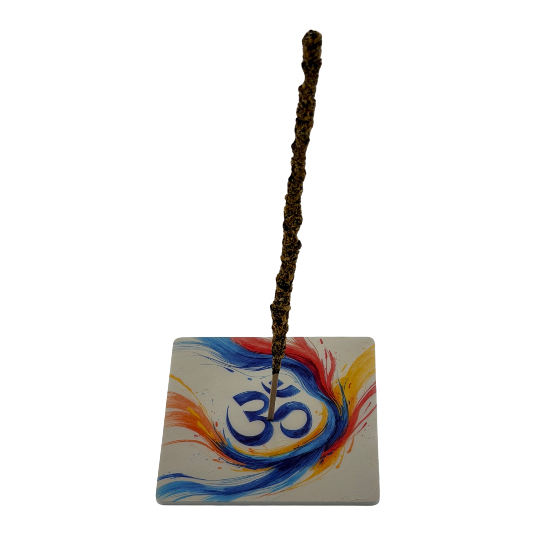 OM – Motiv 10 | Abstrakter Räucherstäbchenhalter aus Acryl - 10 × 10 cm