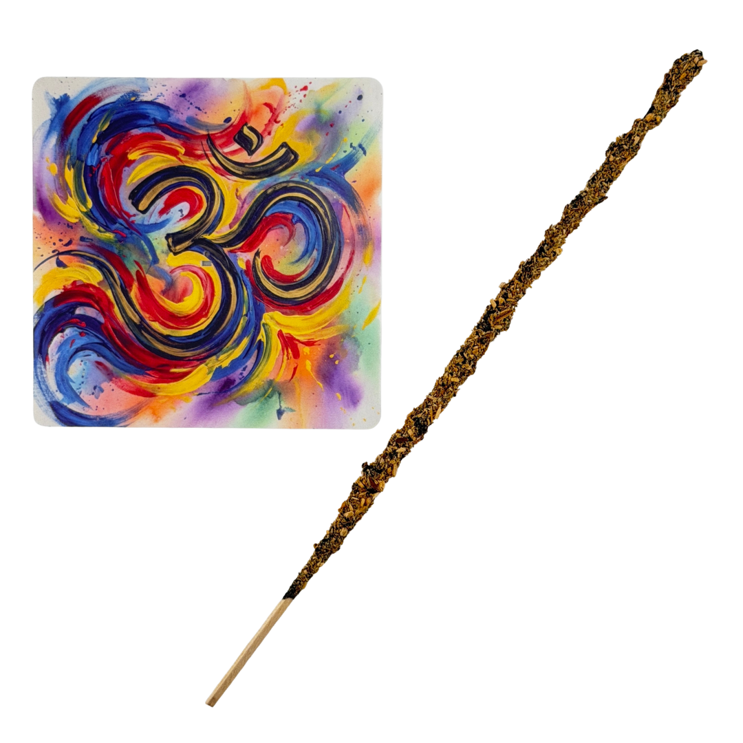 OM – Motiv 11 | Abstrakter Räucherstäbchenhalter aus Acryl - 10 × 10 cm