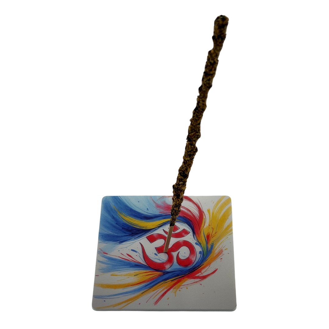 OM – Motiv 12 | Abstrakter Räucherstäbchenhalter aus Acryl - 10 × 10 cm