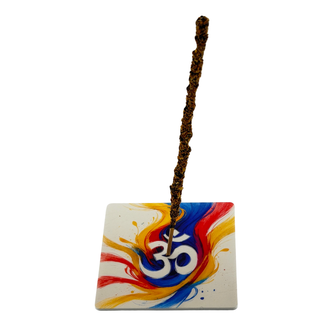 OM – Motiv 1 | Abstrakter Räucherstäbchenhalter aus Acryl - 10 × 10 cm