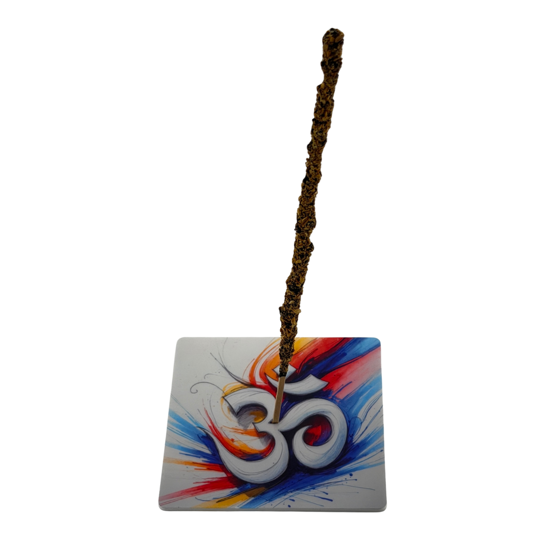 OM – Motiv 2 | Abstrakter Räucherstäbchenhalter aus Acryl - 10 × 10 cm