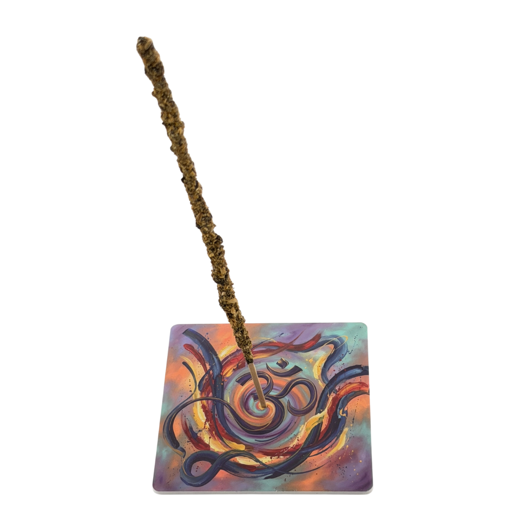 OM – Motiv 6 | Abstrakter Räucherstäbchenhalter aus Acryl - 10 × 10 cm