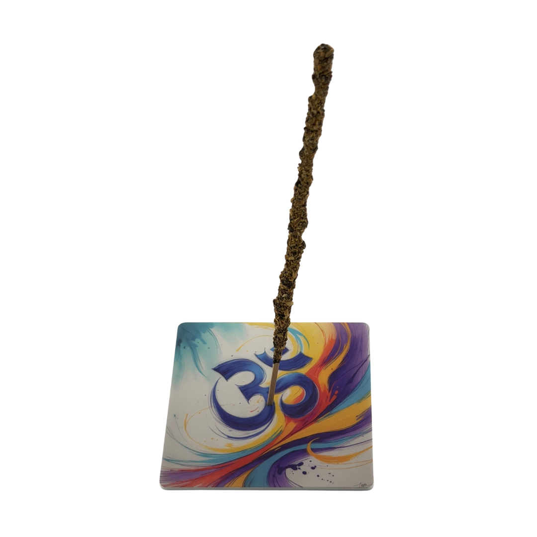 OM – Motiv 7 | Abstrakter Räucherstäbchenhalter aus Acryl - 10 × 10 cm