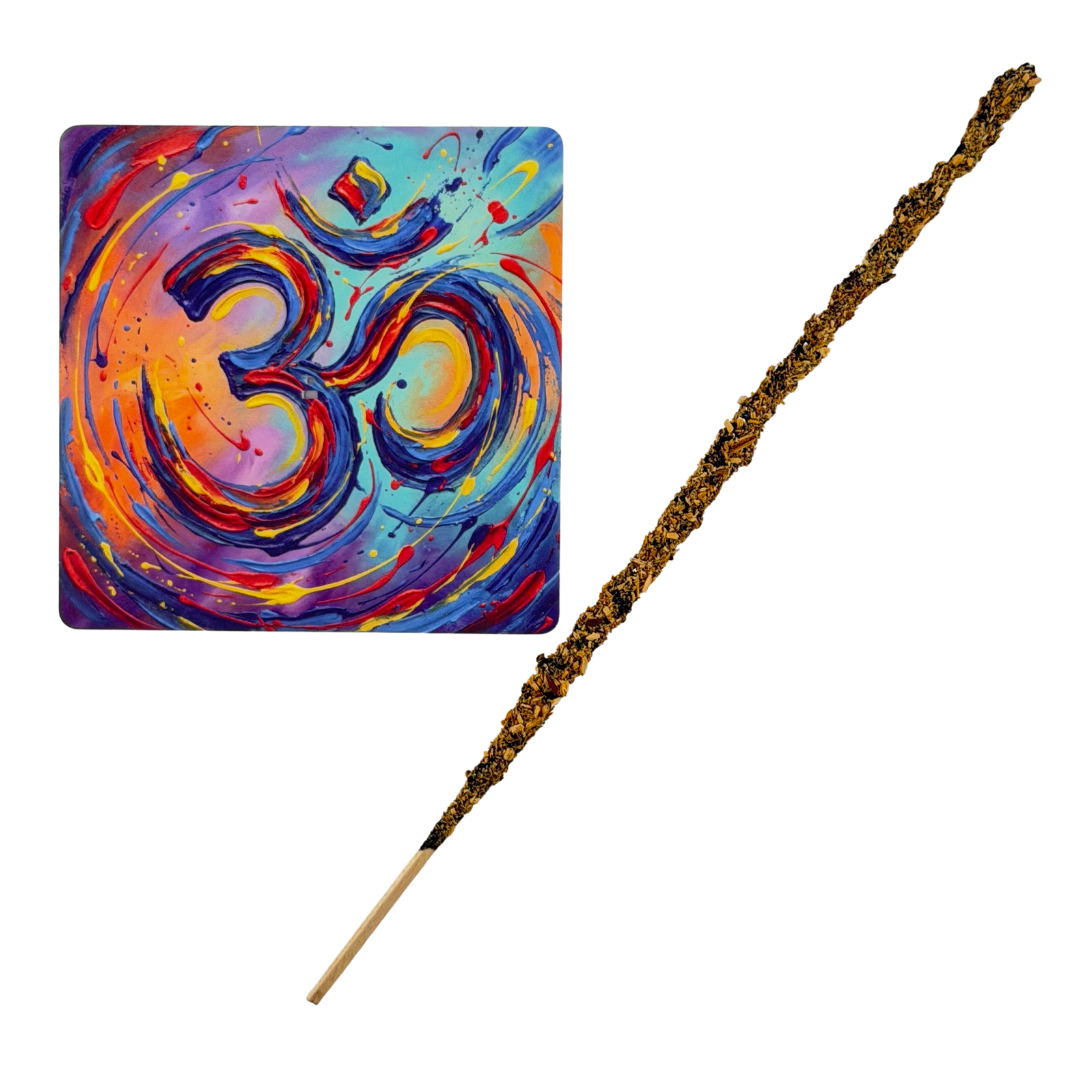 OM – Motiv 8 | Abstrakter Räucherstäbchenhalter aus Acryl - 10 × 10 cm