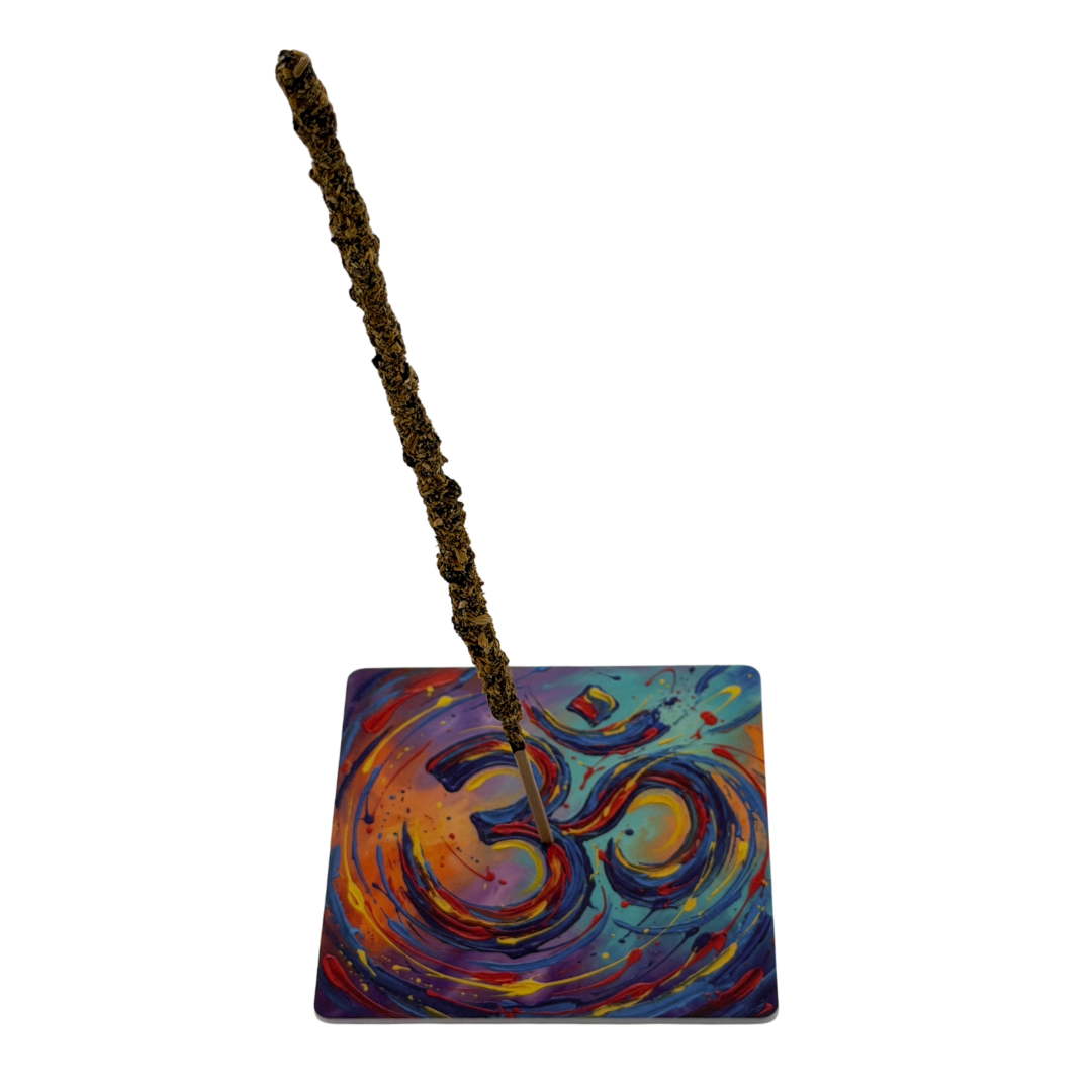 OM – Motiv 8 | Abstrakter Räucherstäbchenhalter aus Acryl - 10 × 10 cm