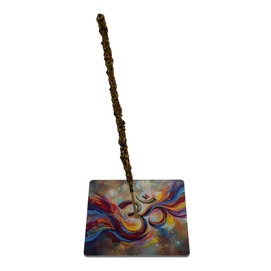 OM – Motiv 9 | Abstrakter Räucherstäbchenhalter aus Acryl - 10 × 10 cm