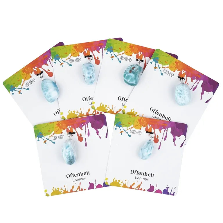Offenheit – Larimar (A-Qualität) Trommelstein 2,0–2,5 cm mit 925er Silberöse - klein