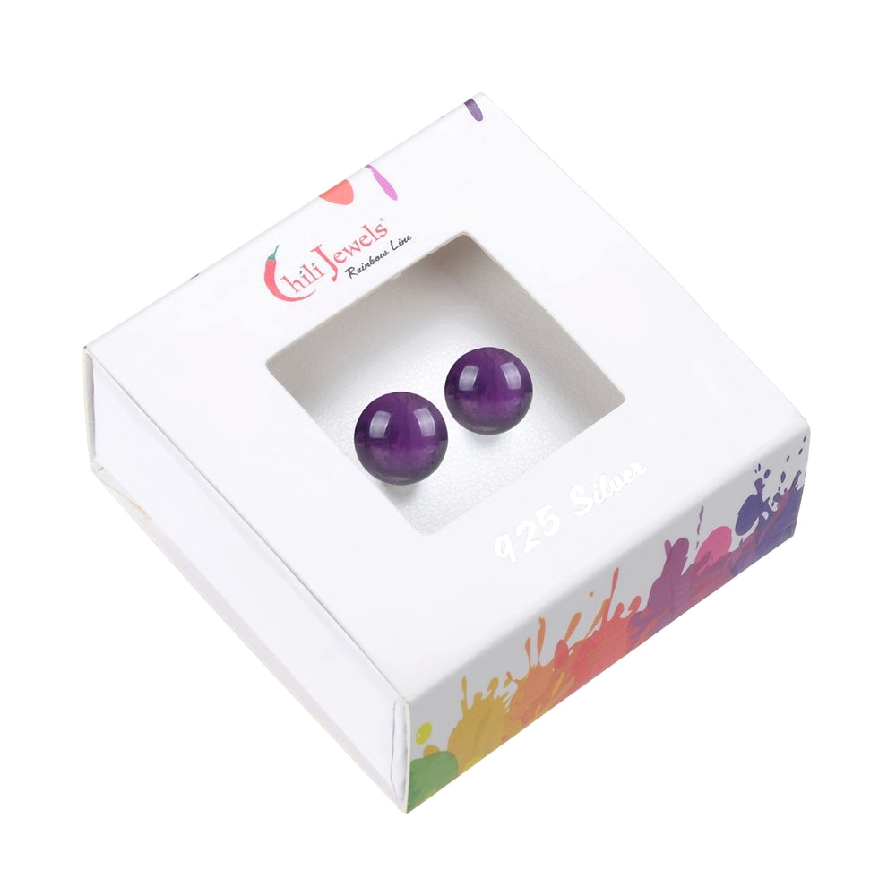 Ohrstecker Amethyst, Kugel, 8 mm 925 Silber
