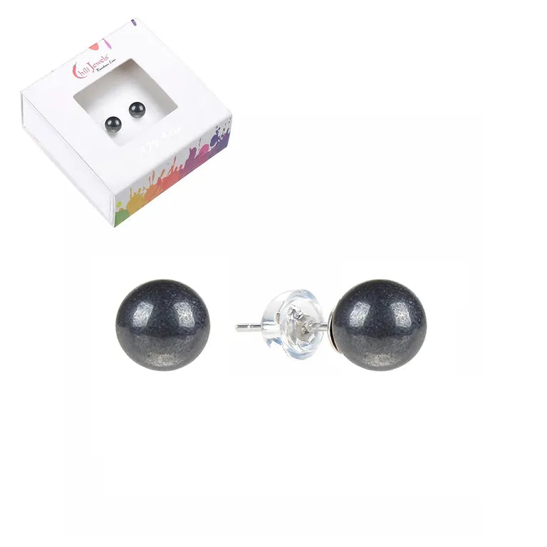 Ohrstecker Hämatit (natur), Kugel, 6 mm 925 Silber