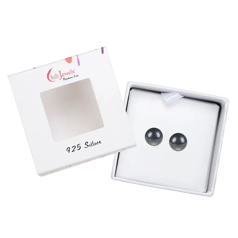 Ohrstecker Hämatit (natur), Kugel, 6 mm 925 Silber