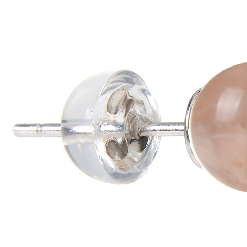 Mondstein - Ohrstecker - Kugel 8 mm - rhodiniert 925 Silber
