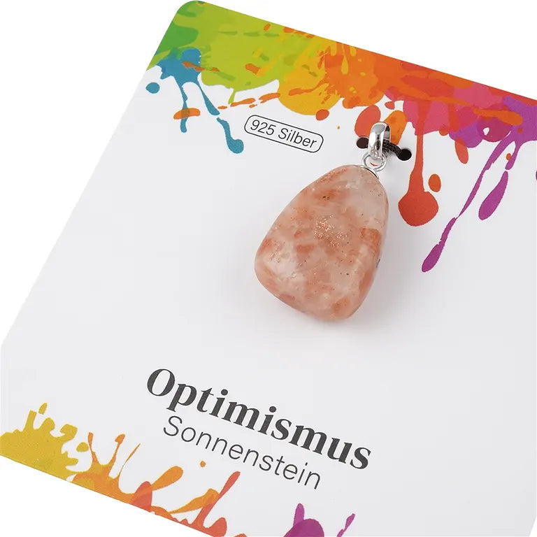 Optimismus – Sonnenstein Trommelstein 2,0–2,5 cm mit 925er Silberöse - klein