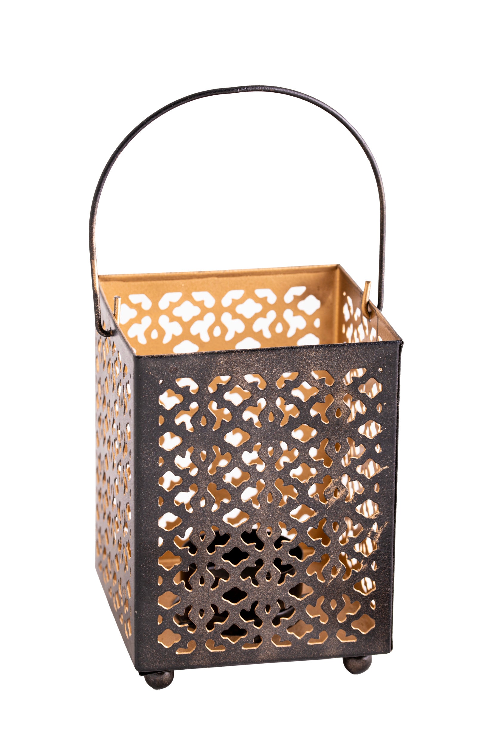Ornament Teelichthalter – Orientalisches Lichtspiel aus Eisen –  Maße: H 10,5 × 8 × 8 cm