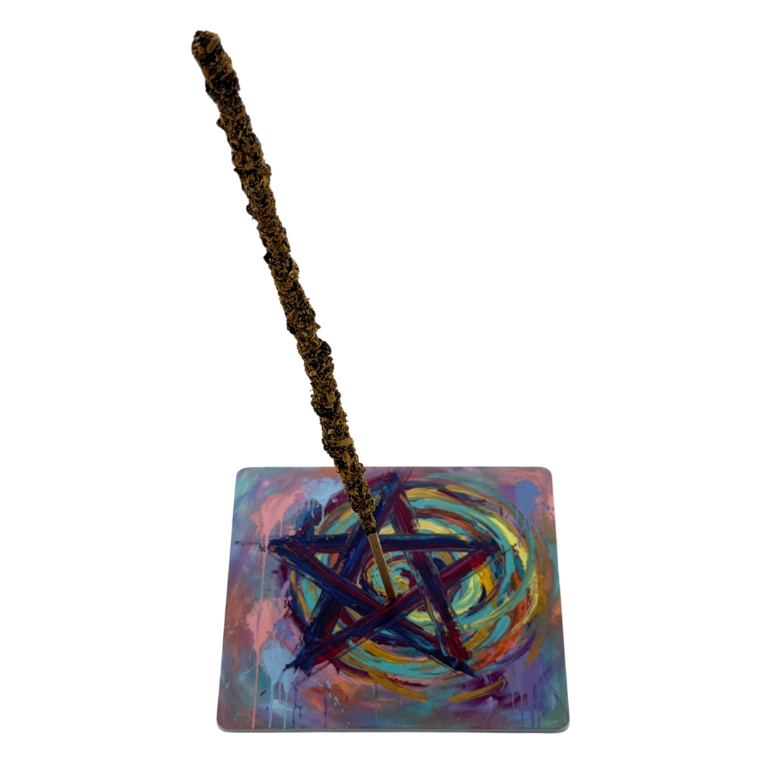 Pentagramm – Motiv 3 | Abstrakter Räucherstäbchenhalter aus Acryl - 10 × 10 cm