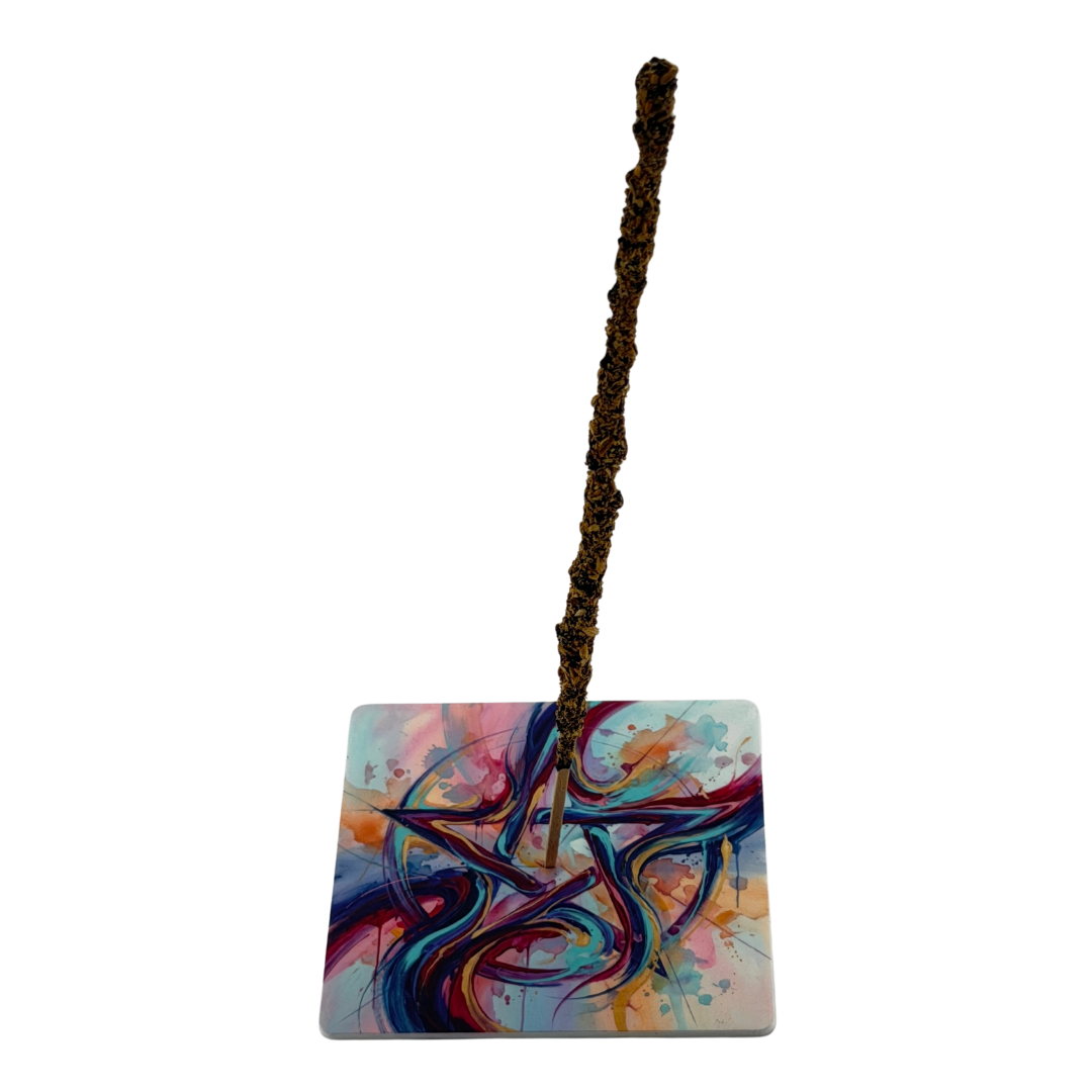 Pentagramm – Motiv 4 | Abstrakter Räucherstäbchenhalter aus Acryl - 10 × 10 cm