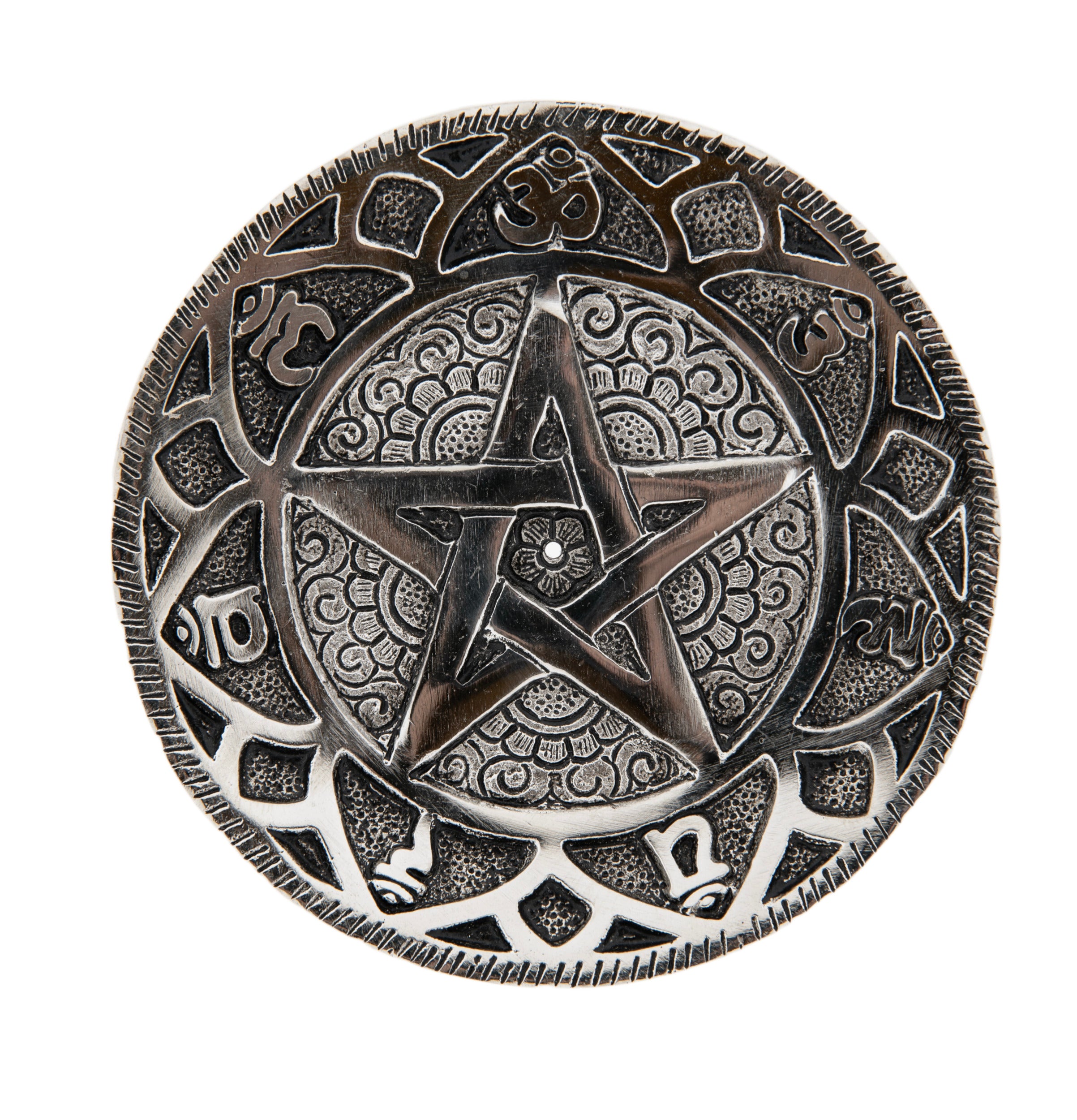 Pentagramm – Weißmetall – Räucherstäbchenhalter – Ø 11 cm