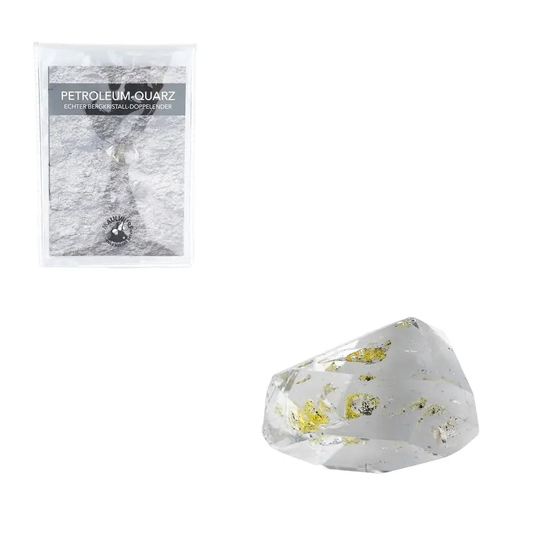 Petroleum-Quarz (Herkimer-Typ) – Doppelender mit Petroleum-Einschlüssen (ca. 10–12 mm)