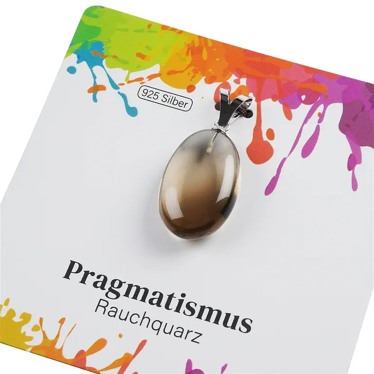 Pragmatismus – Rauchquarz Trommelstein 2,5–3 cm mit 925er Silber-V-Öse - groß