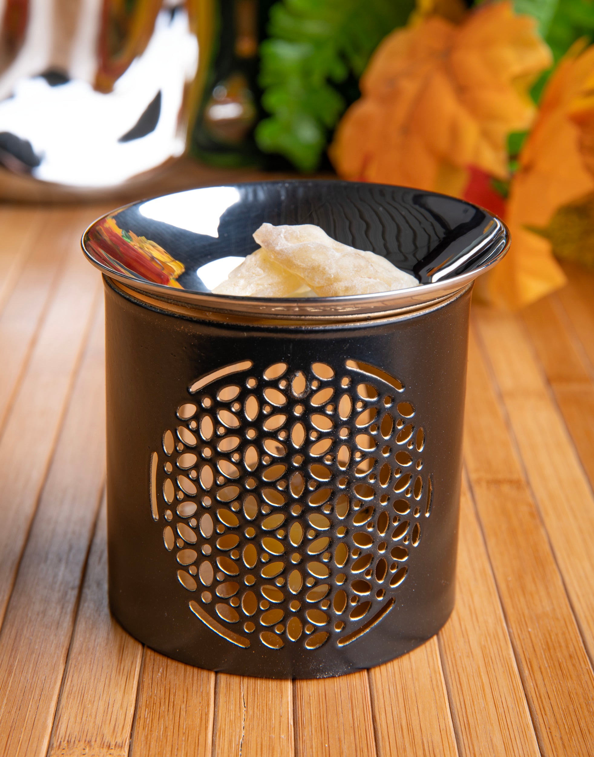 Räuchergefäß Blume des Lebens – mit Edelstahlschale - H 8 × Ø 8 cm