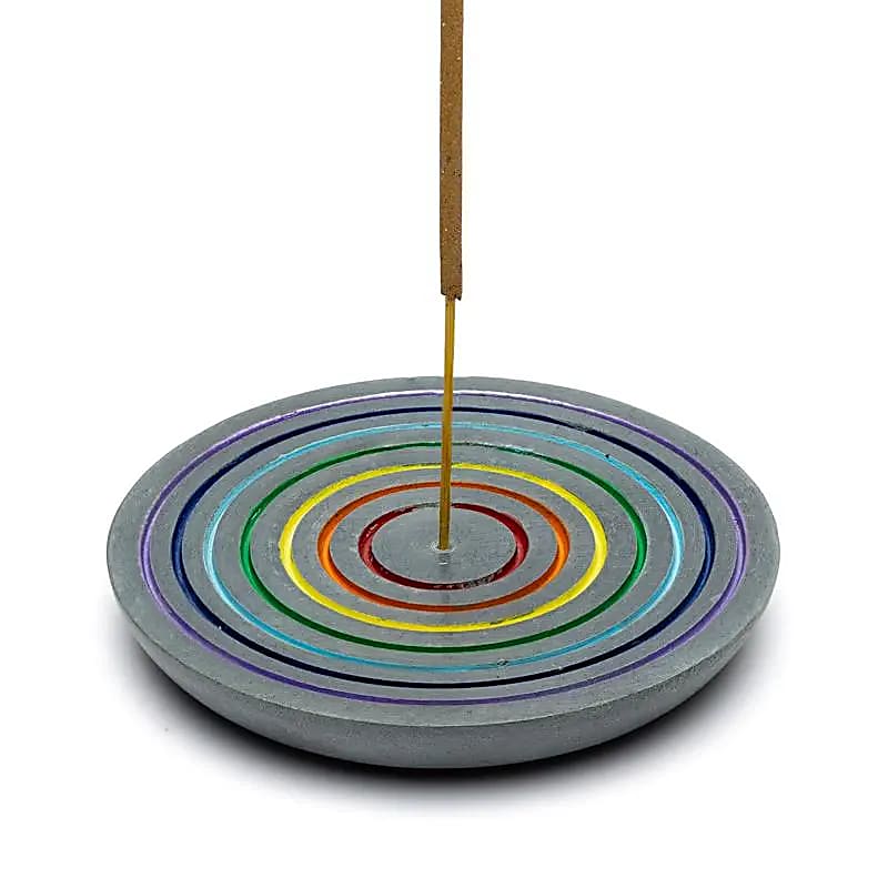 Räucherstäbchenhalter Regenbogen schwarzer Speckstein