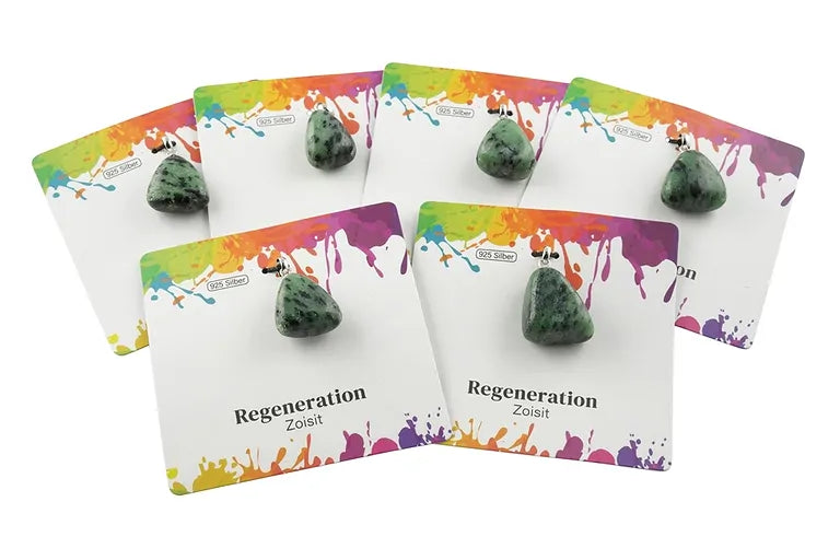 Regeneration – Zoisit Trommelstein 2,0–2,5 cm mit 925er Silberöse - klein
