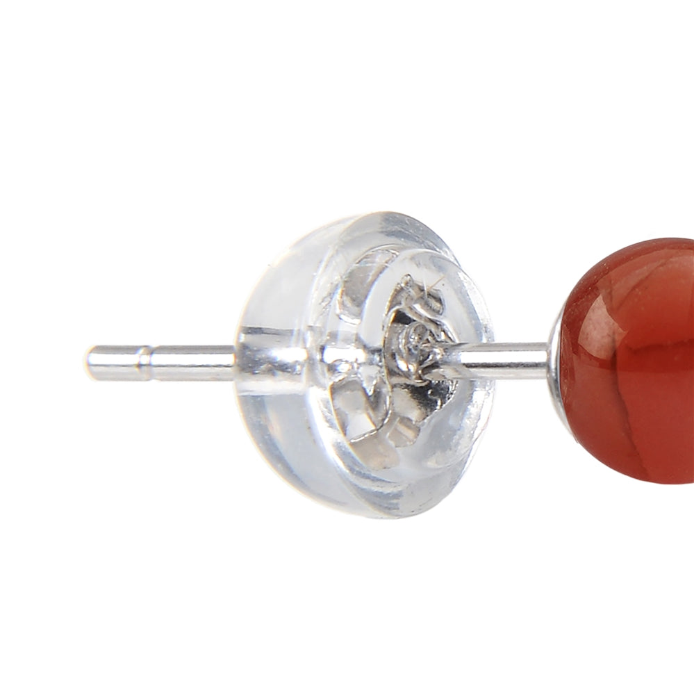Rhodochrosit - Ohrstecker - Kugel 8 mm - rhodiniert 925 Silber