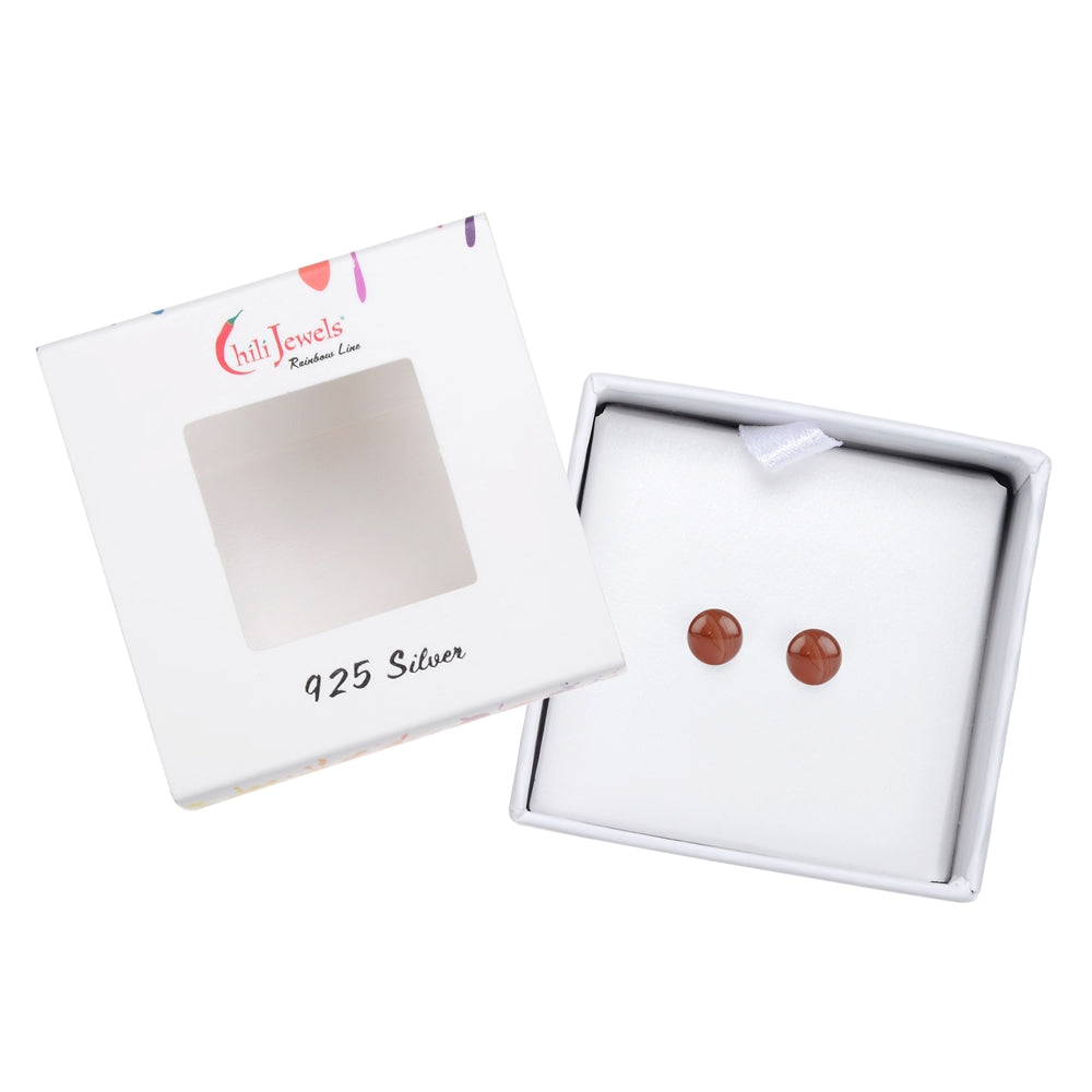 Rhodochrosit - Ohrstecker - Kugel 8 mm - rhodiniert 925 Silber