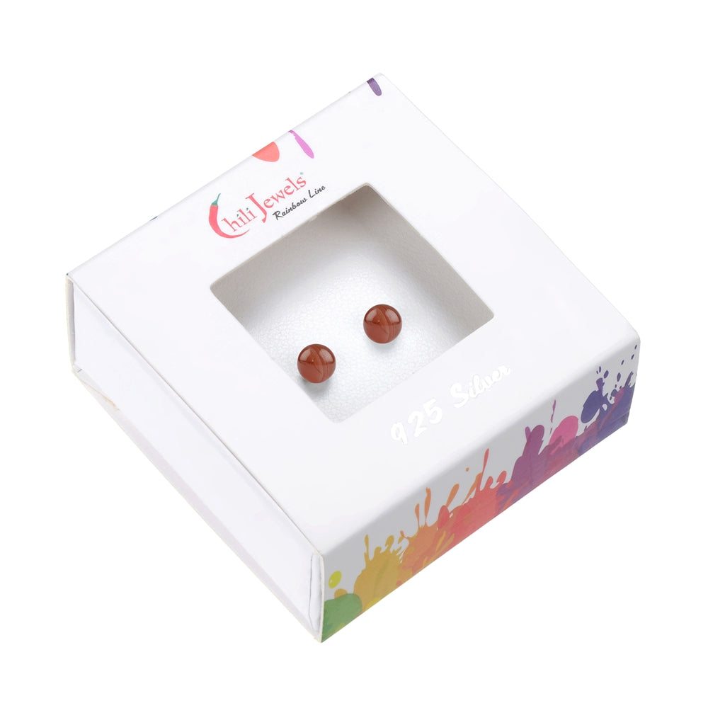 Rhodochrosit - Ohrstecker - Kugel 8 mm - rhodiniert 925 Silber