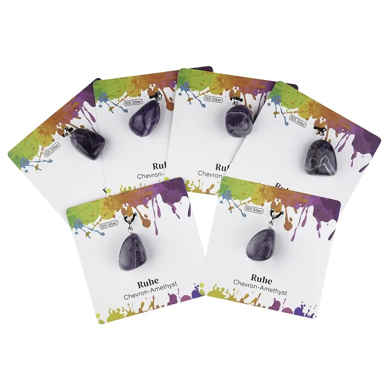 Ruhe – Chevron-Amethyst Trommelstein 2,0–2,5 cm mit 925er Silberöse - klein