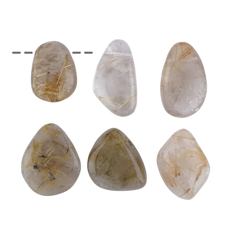 Rutilquarz – Trommelstein gebohrt (ca. 3–4 cm), Bohrung 2,2 mm