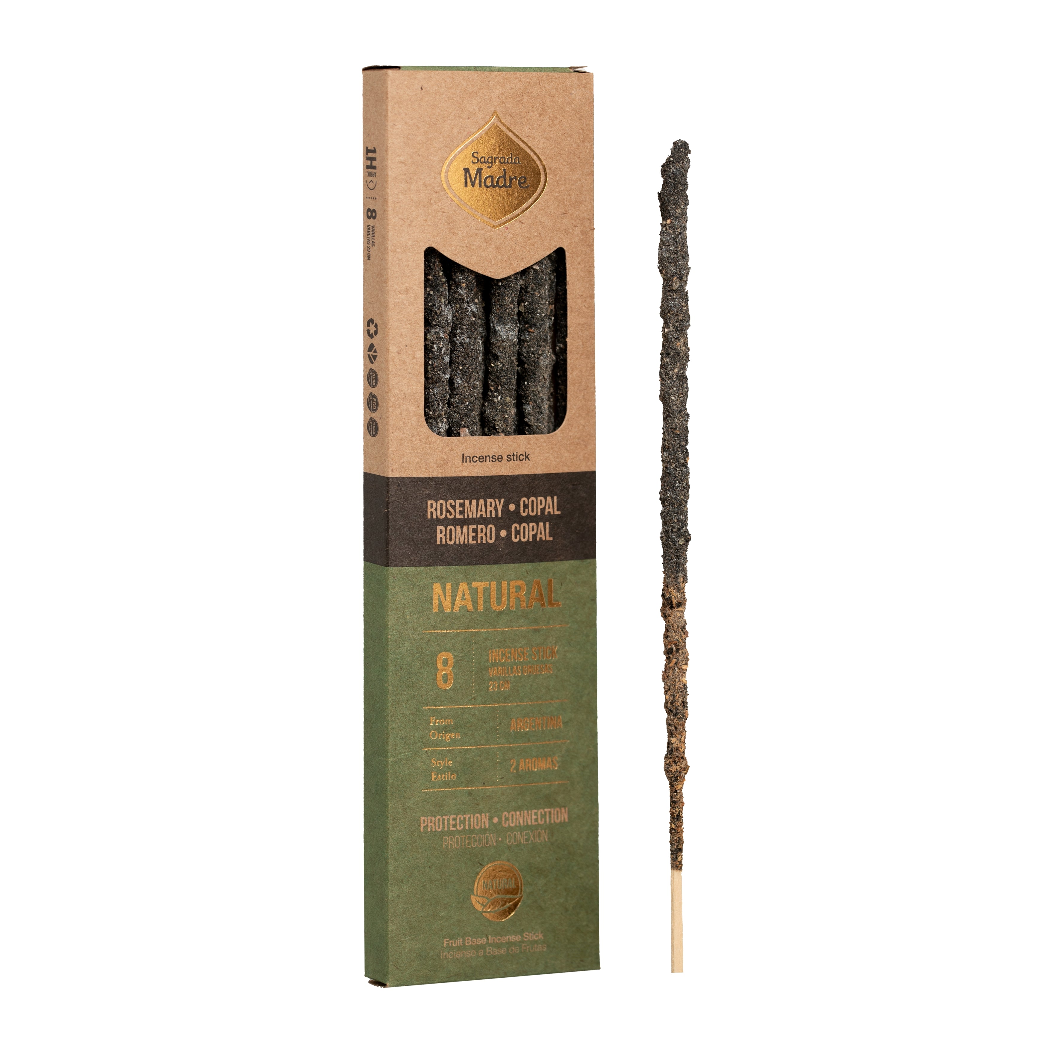 Sagrada Madre - 2 in 1 - geteilte Düfte: Copal & Rosmarin - Räucherstäbchen - 8 Stk.