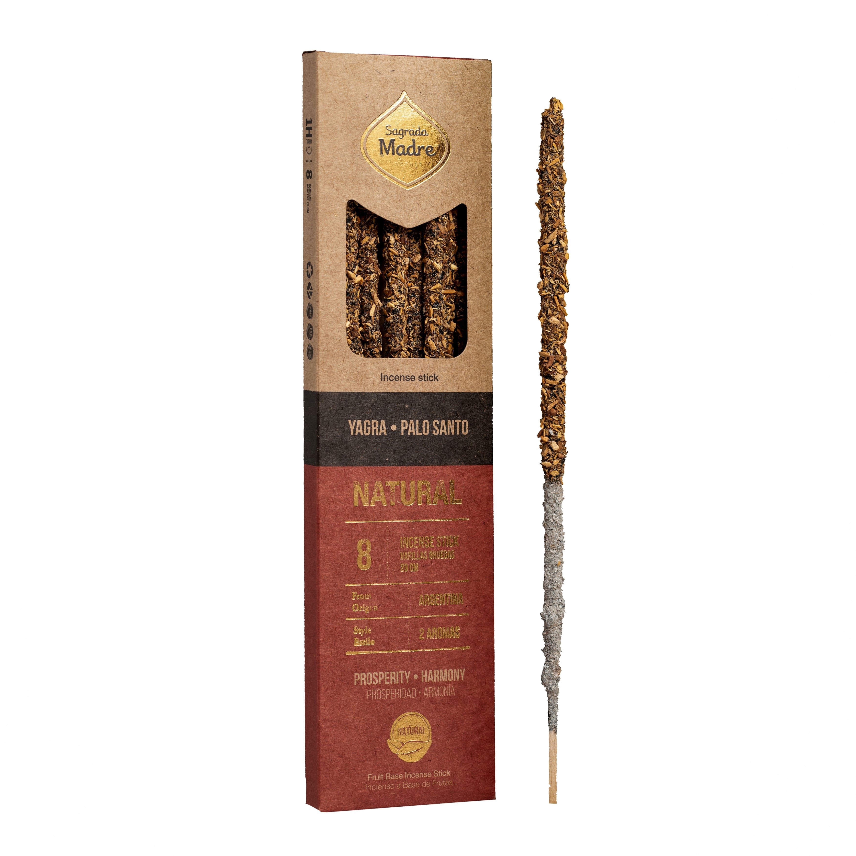 Sagrada Madre - 2 in 1 - geteilte Düfte: Yagra & Palo Santo - Räucherstäbchen - 8 Stk.