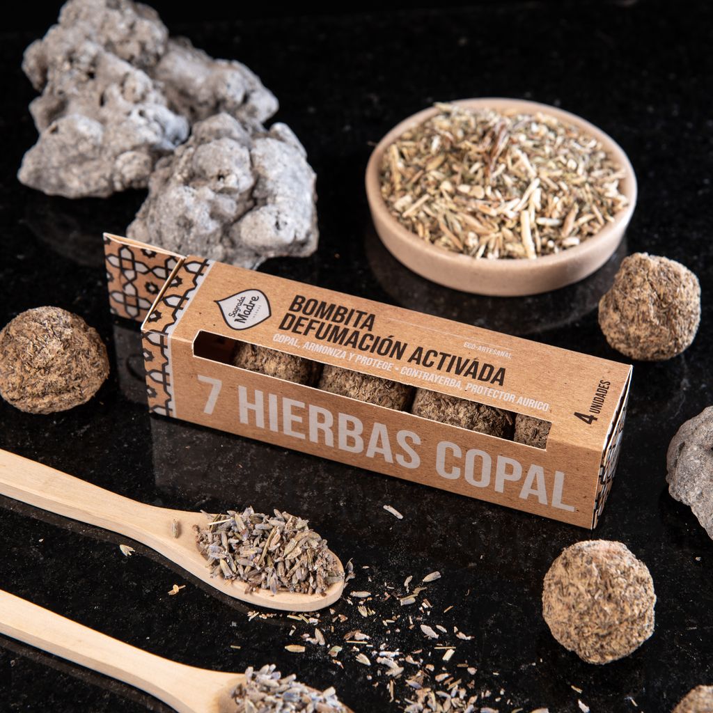 Sagrada Madre - Bombita - 7 Kräuter & Copal - Heilige Pflanzen - Räucherkugeln 4 Stk.