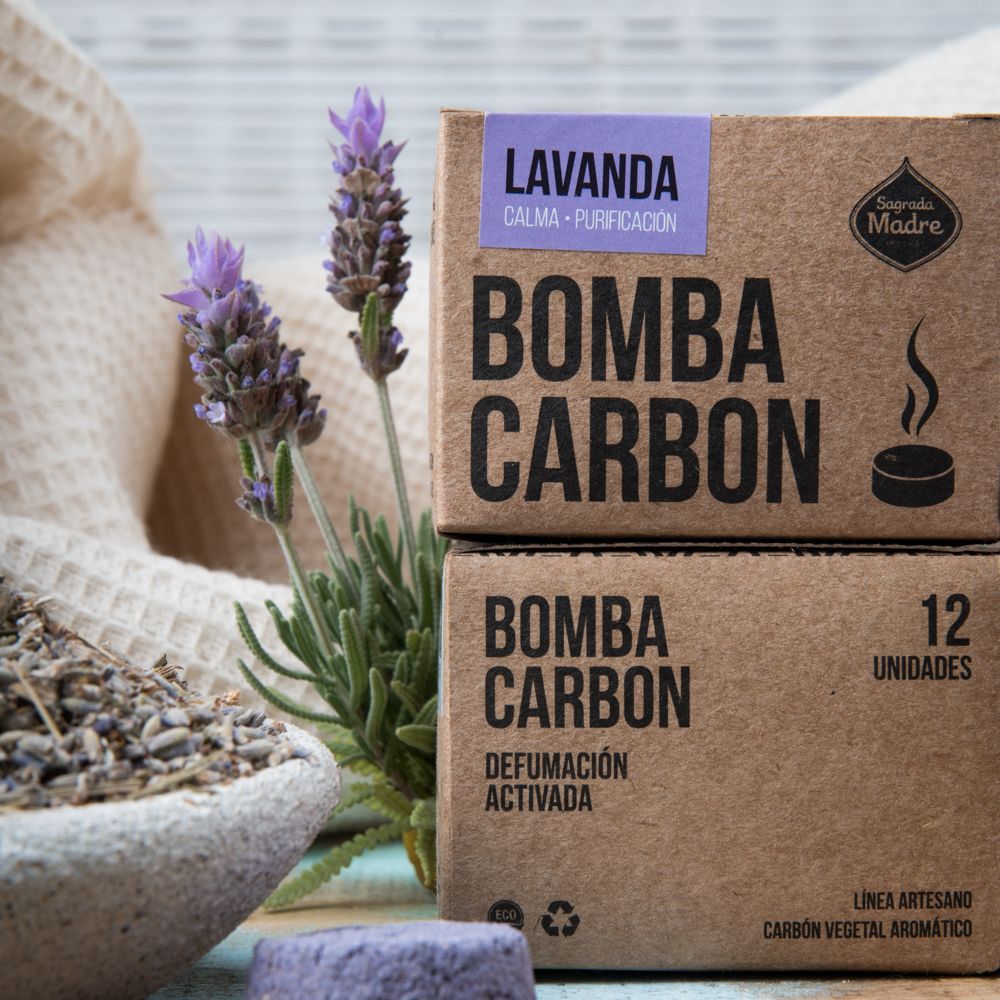 Sagrada Madre – Bomba Carbón - Aktiv-Räucherkohle - Lavendel - 12 Stk.