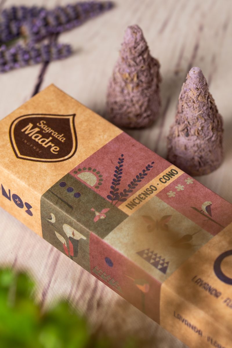 Sagrada Madre – Räucherkegel - Lavendel & Veilchen - Anti-Stress - 8 Stk.