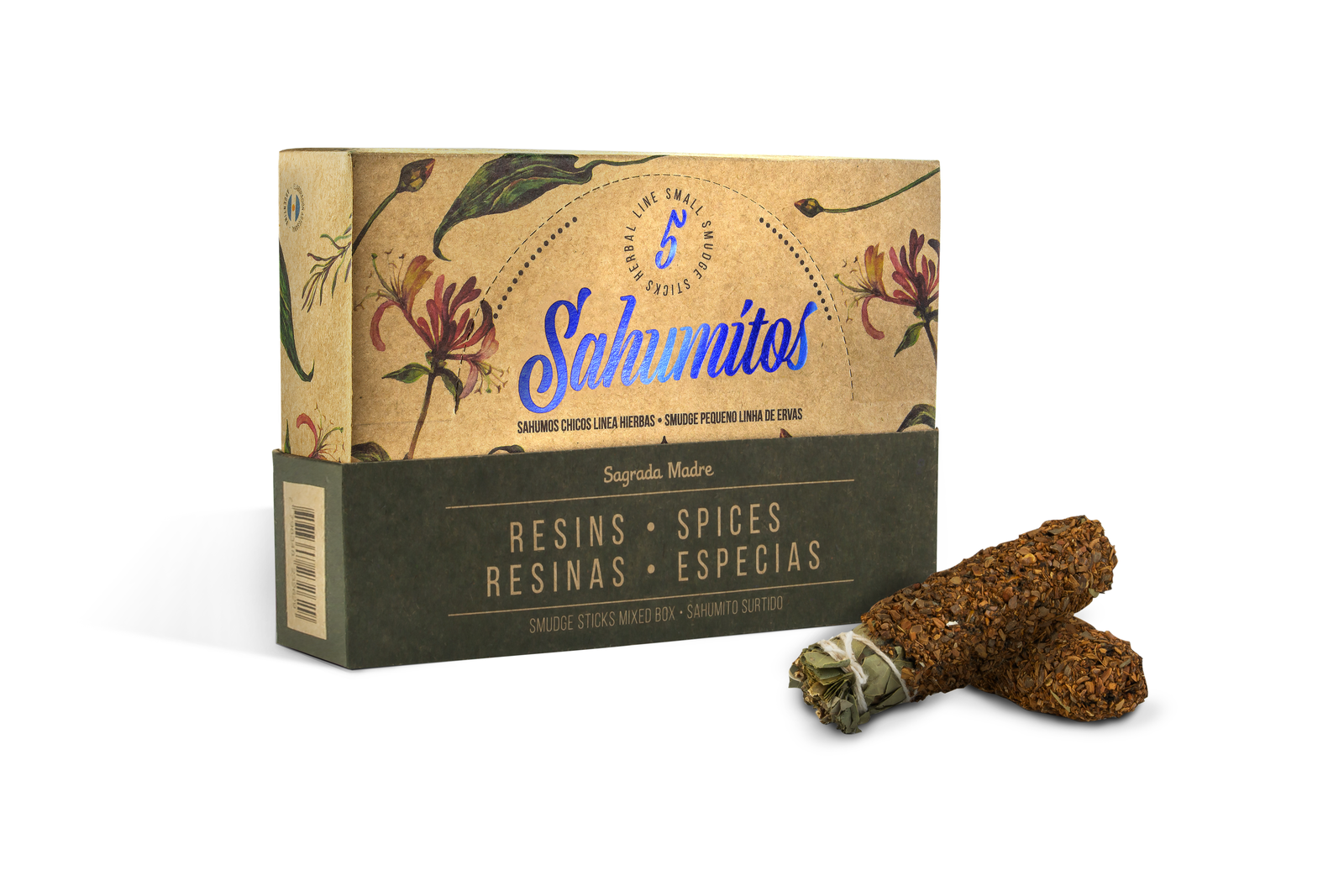 Sagrada Madre – Sahumito - Räucherbündel Mix Harze & Gewürze - 5 Stk.