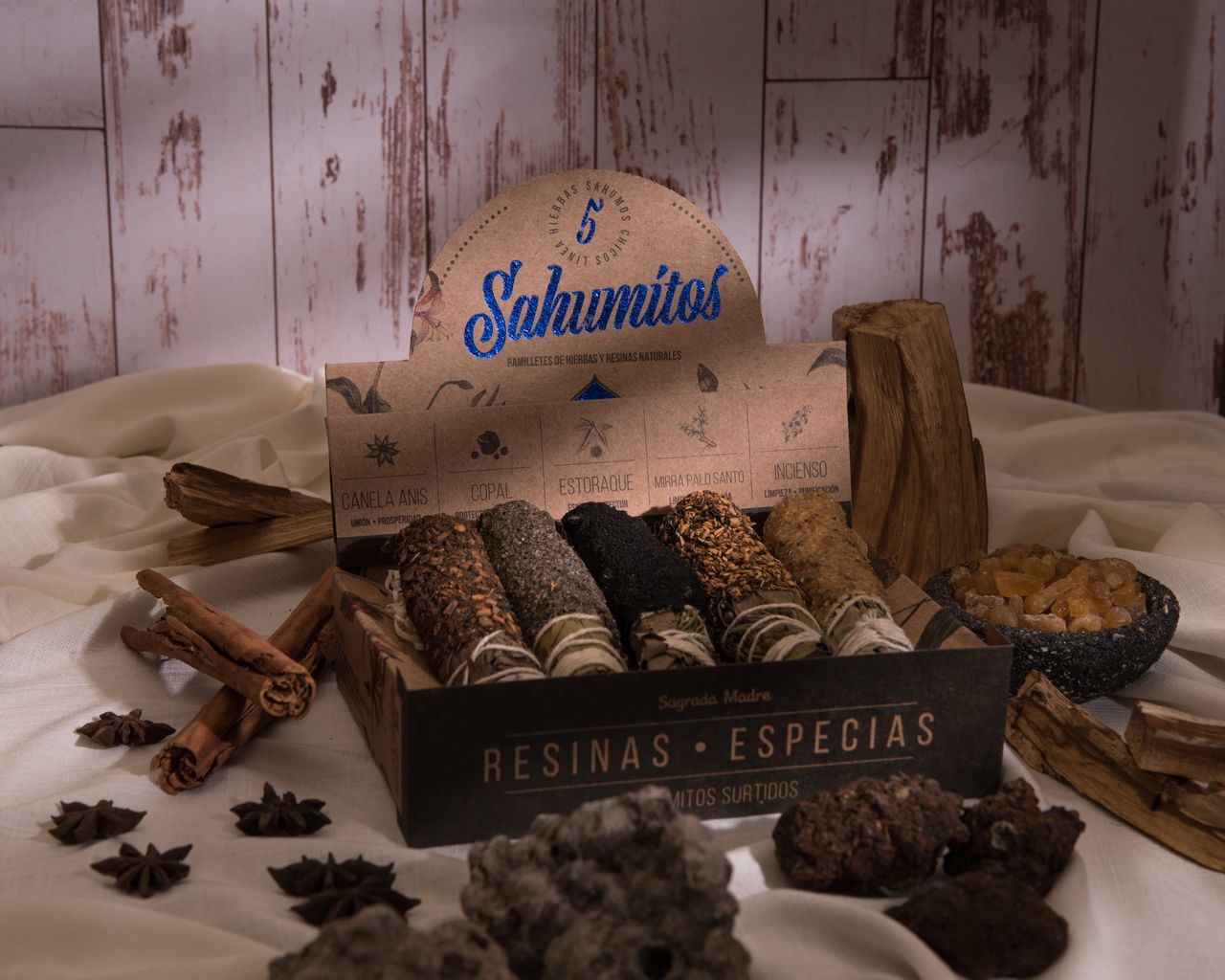 Sagrada Madre – Sahumito - Räucherbündel Mix Harze & Gewürze - 5 Stk.
